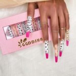 GGDDSHA Handmade Press On Nails – Designer 3D Diamond Zebra Extra Long Stiletto (2026) - Image 2