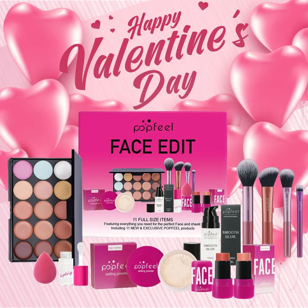 S082f4b4b08af47babe6673088c0d8dbe1.webp POPFEEL Valentine's Day and Holiday Makeup Gift Set - All-in-One 11-Piece Makeup Kit for Girls and Women, Featuring Concealer - Image 1