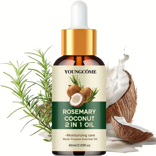 Rosemary oil for hair growth with coconut oil to strengthen roots and stop hair loss.