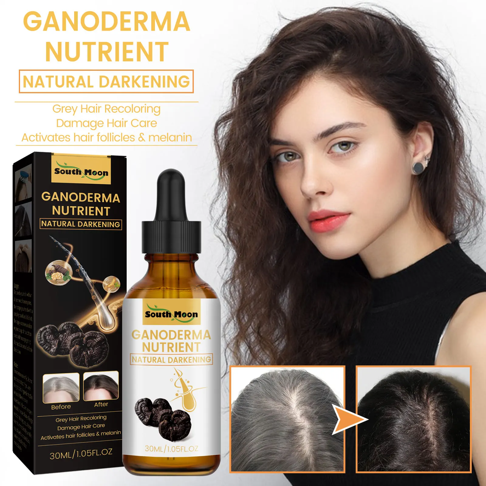 Sad89cb95eec74abd9e3ff1e859853879m.webp Black Ganoderma Lucidum Hair Liquid Clean Scalp Dirt Prevent Hair Loss Strengthen Hair Roots Nourish Hair Follicles Care Essence - Image 1