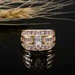 Marquise Cut Womens Ring with Round Brilliant Side Stones Elegant Fashion Jewelry - Image 3