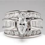 Marquise Cut Womens Ring with Round Brilliant Side Stones Elegant Fashion Jewelry - Image 4