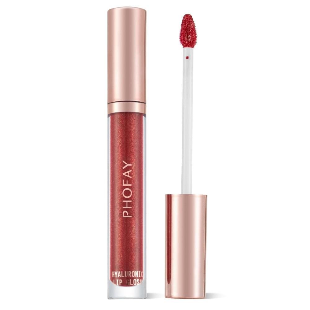 Radiant PHOFAY Hyaluronic Lip Gloss 4ml showing a luminous, plumping, and hydrating high-shine finish on smooth lips.