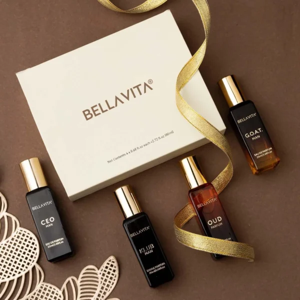 Bella Vita Luxury Long Lasting Perfume Gift Set for Men including CEO, OUD, KLUB, and G.O.A.T fragrances - MarketPickGo