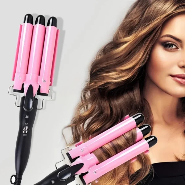 Professional Triple Barrel Ceramic Hair Curler for Deep Waves, Long Lasting Volume Styling Tool for Women, High-Temperature Ceramic Waver