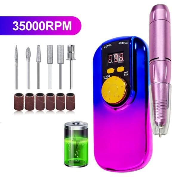 Professional cordless electric nail drill for acrylic and gel nail removal.